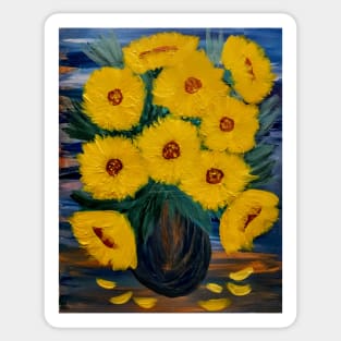 Sunflowers I'm a metallic blue gold and bronze and turquoise vase. Sticker